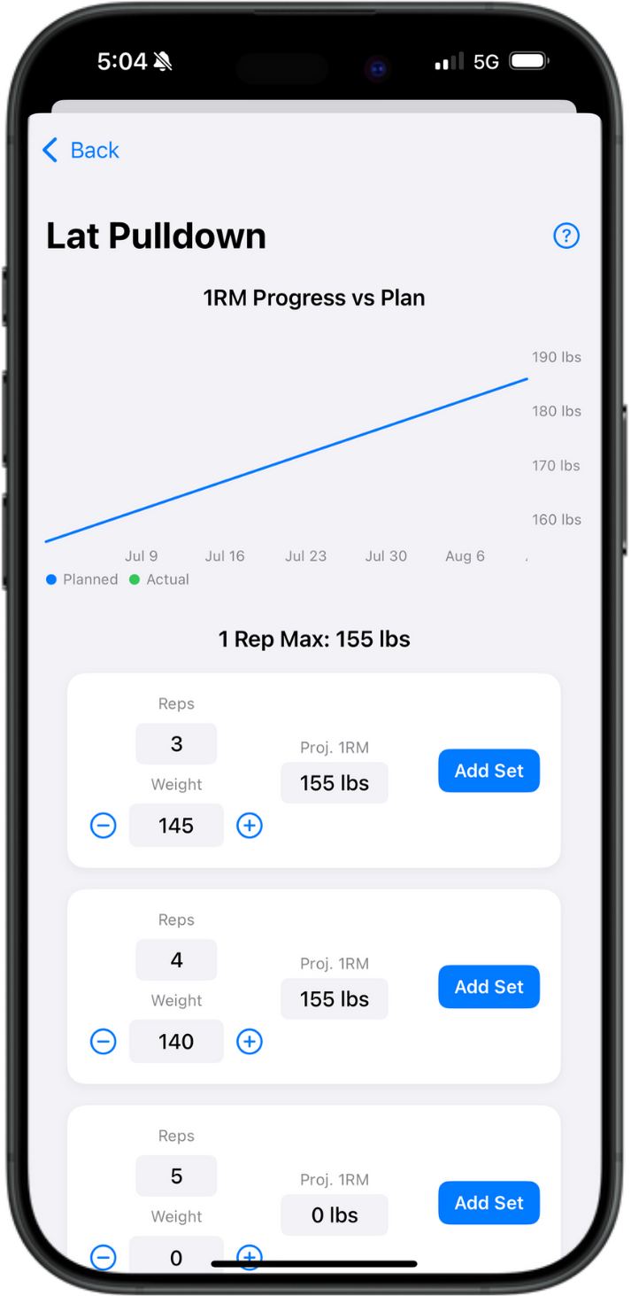 Goal Setting Screenshot