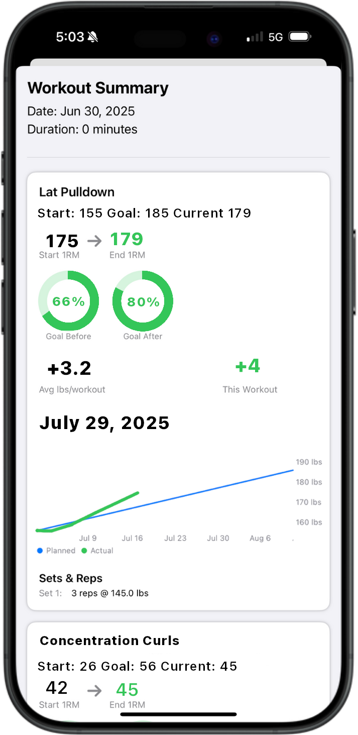 Exercise Goal Screenshot